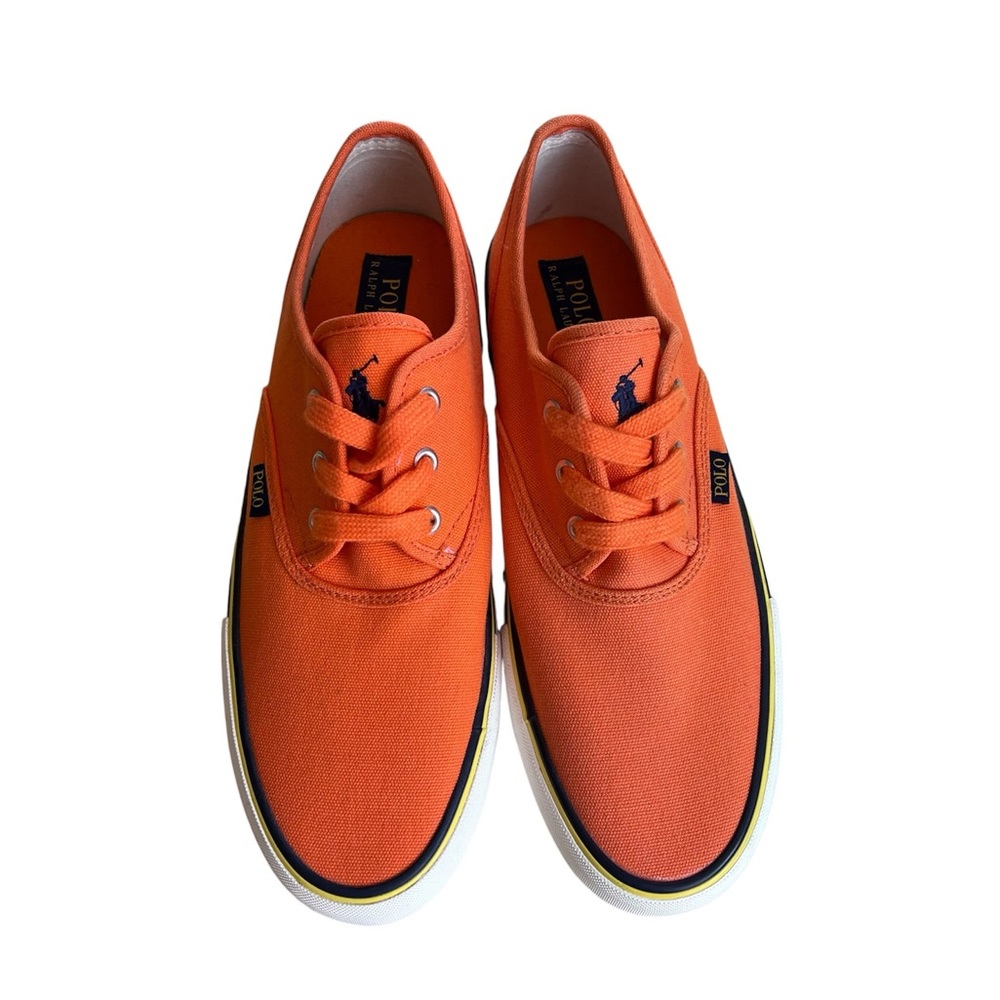 Ralph Lauren Polo Morray Bright Orange Canvas Low-Top Sneakers Size 10.5 - Picture 7 of 16